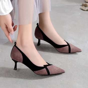 

Plus Size 35-43 Women Dress Shoes Patchwork Pumps Pointed Toe Party Shoes Woman Fashion Pumps Low Heels Boat Shoe Ladies