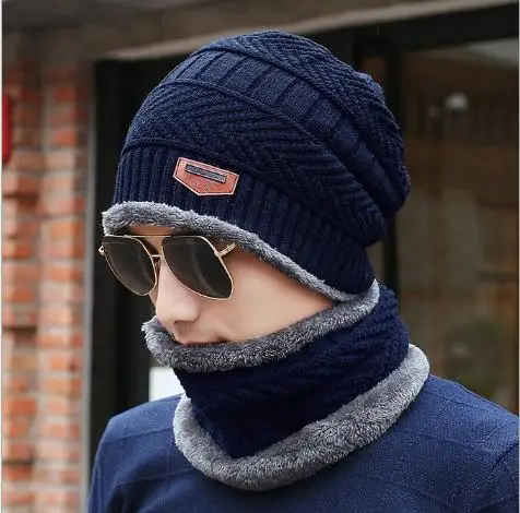 style 8 Мужская зимняя шапка модные вязаные черные шапки Осенняя шляпа толстая и теплая и облегающая шапка бини мягкие вязаные шапки из хлопка - Цвет: style 8