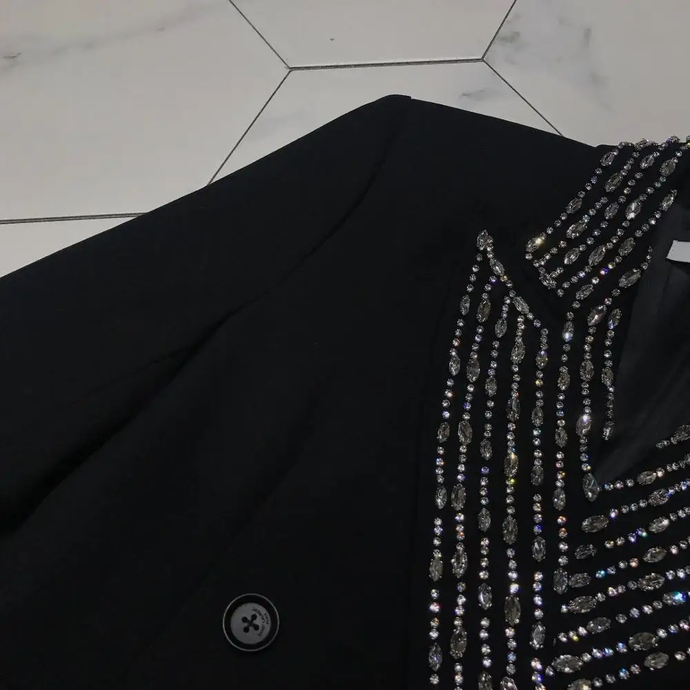 Победитель моды женщин blingbling бриллианты Блейзер Куртка женский роскошный пальто rmsx 11,20