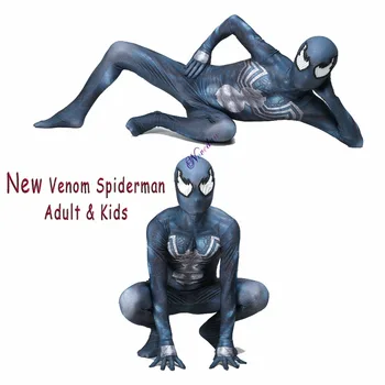 

High Quality Black Venom Spiderman Costume Scarlet Symbiote Spider Man Cosplay Suit Halloween Costumes For Adult Men Child