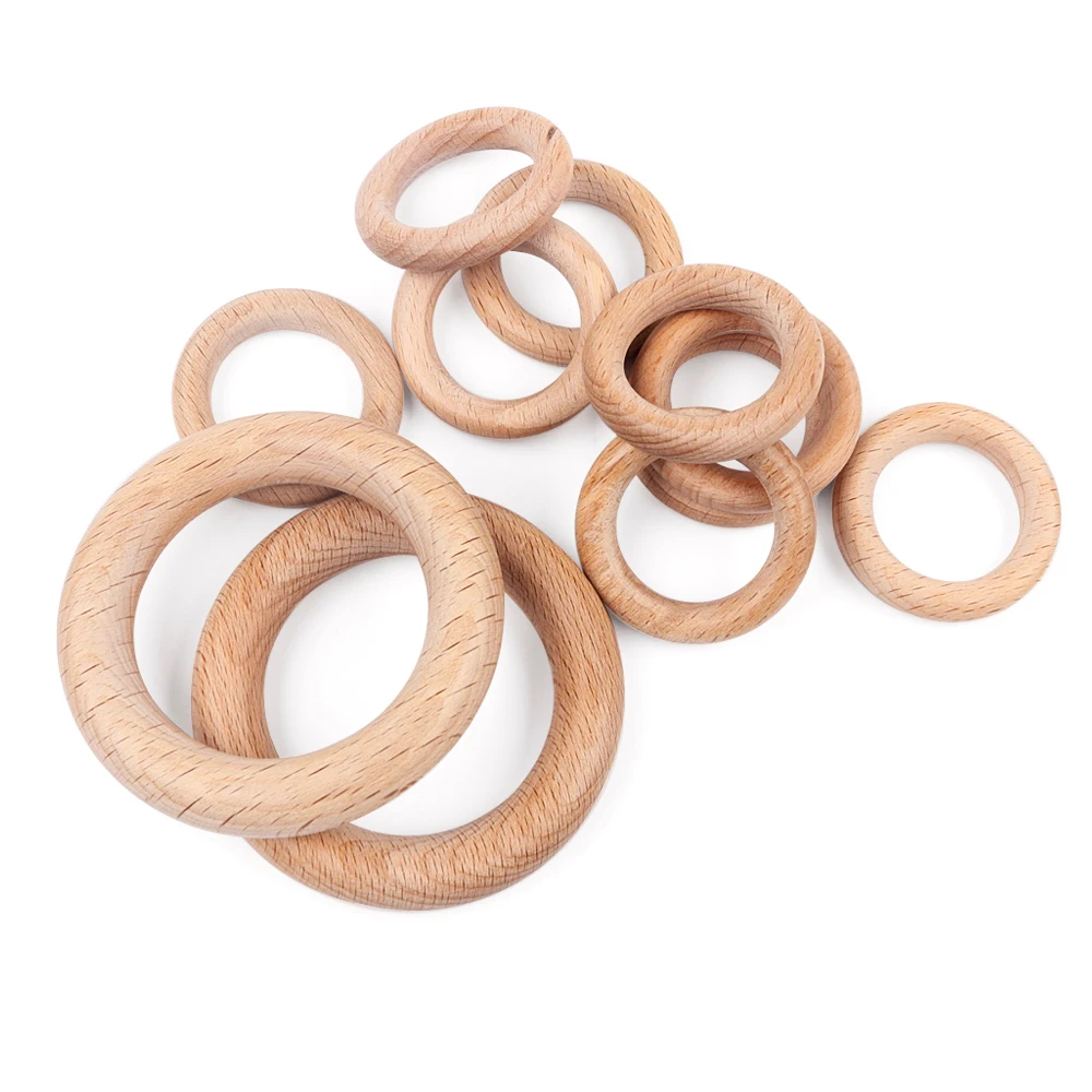 TYRY.HU 10-20pc Wooden Teether Hight Quality Natural Beech Wood Materail Safe For Baby Teething Gift Rattle Accessories 40-70mm 2