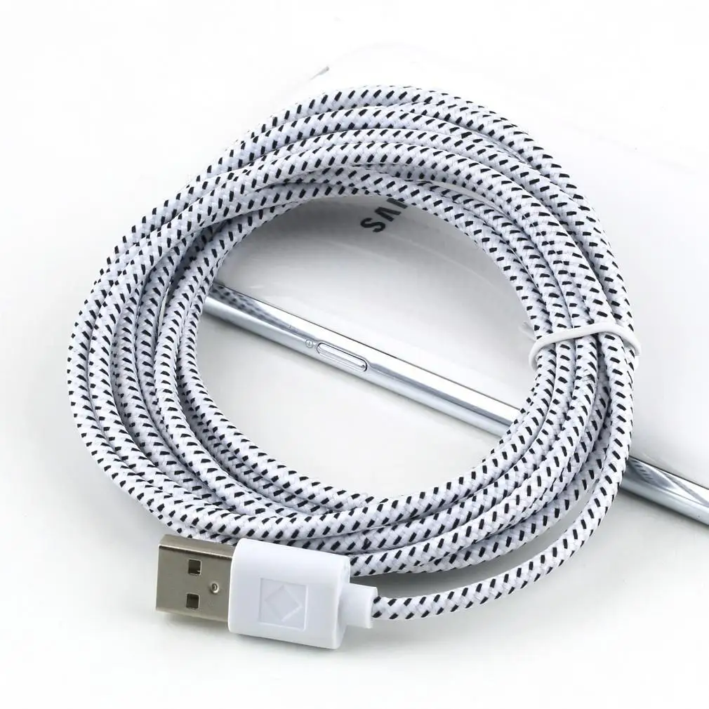 Лучшее/10FT пеньковая веревка микро USB кабель-трос для синхронизации данных для сотового телефона - Цвет: Белый