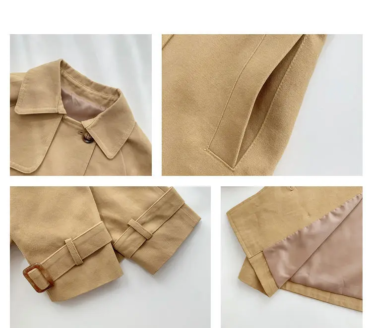 2021 New Boutique Autumn Fashion Kids Girl Long Trench Coats Toddler Baby Outerwear Children Clothing England Style Windbreaker