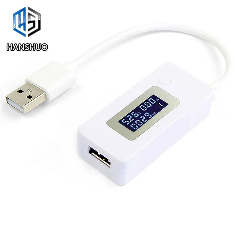 ЖК-дисплей Micro USB зарядное устройство для батарей ёмкость Напряжение Ток Тестер Метр Детектор+ нагрузочный резистор 2A/1A с переключателем - Цвет: White