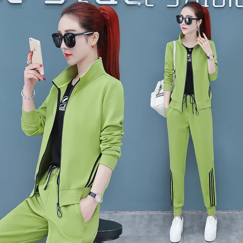 

2020 Spring And Autumn New Style Korean-style Casual Sports Clothing Set Women's Loose Fashion Hoodie Harem Pants Three-piece Se
