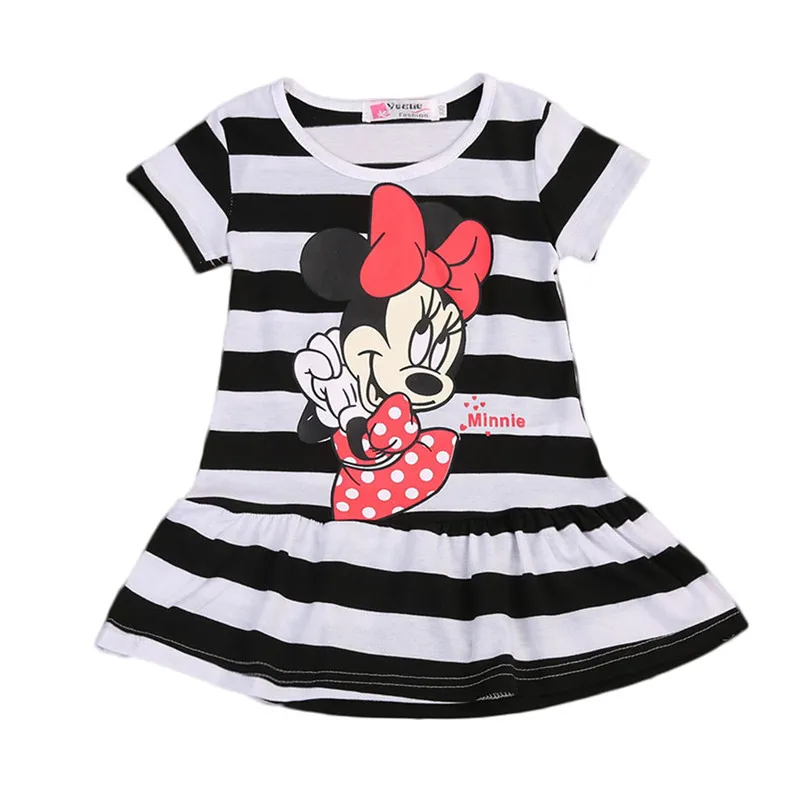 Stripe Minnie Платье с героями мультфильмов для маленьких девочек; летние полосатые платья принцессы с короткими рукавами с изображением Минни Маус; Vestido; для детей 2-7 лет - Цвет: Stripe Minnie