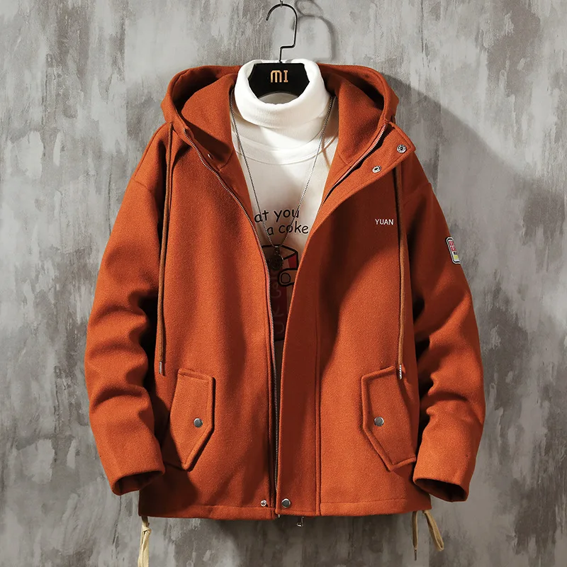 Осень и зима новое поступление одноцветная куртка с капюшоном Корейская тонкая шерстяная куртка размера плюс Студенческая ветровка