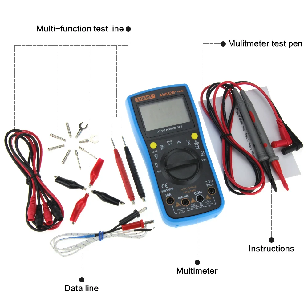 Инструмент ANENG AN882B + тип RMS цифровой мультиметр Авто NCV AC DC авто LCR вольтметр Пробник Temprature Непрерывность тестер