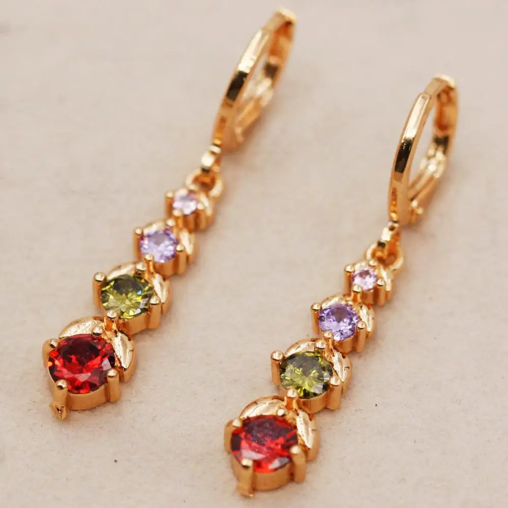 

Bohemian Drop Earrings for Women's earrings Gold Filled Earrings with Rainbow Zircon Dangle Earrings Wedding Jewelry earrings