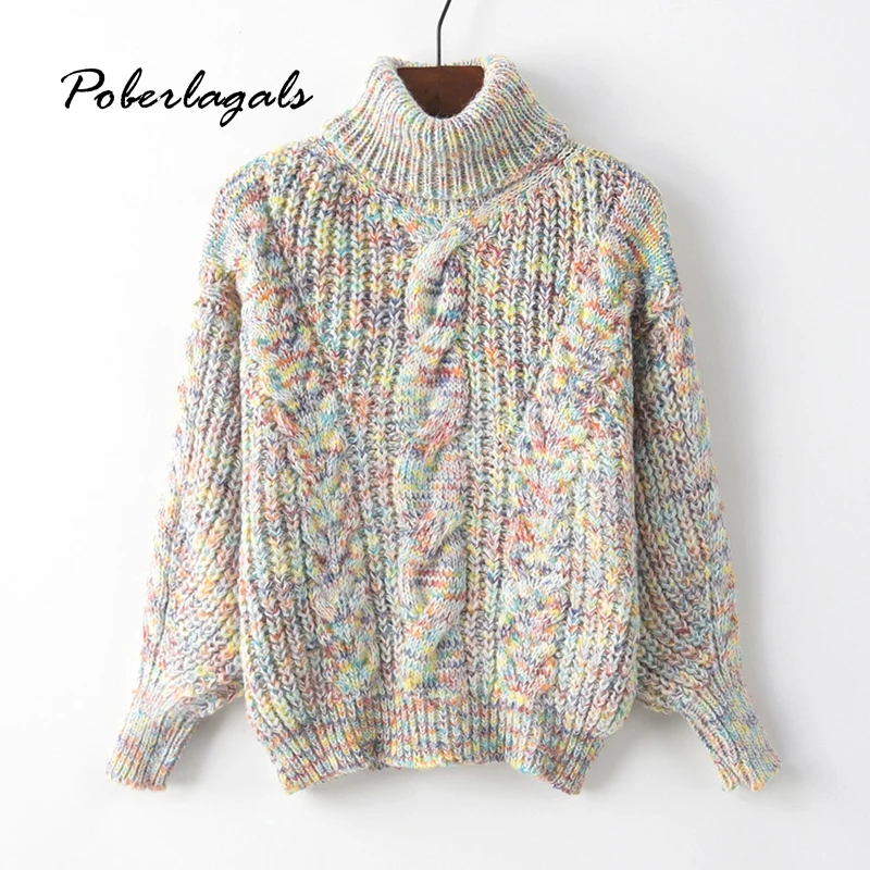 

Autumn winter Knitting Twisted Sweaters Women pullover 2019 korean turtleneck wool blend sweaters female jumper knit Pullovers