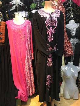 

Muslim traditional worship dress Saudi Arabia Dubai Middle East Ramadan Hijab embroidery with diamond women's Robe Lady abaya