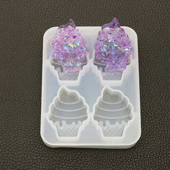 

JAVRICK Crystal Epoxy Mould DIY Ice Cream Mold 4 with Mirror Handmade Pendant Baking Making Resin Molds