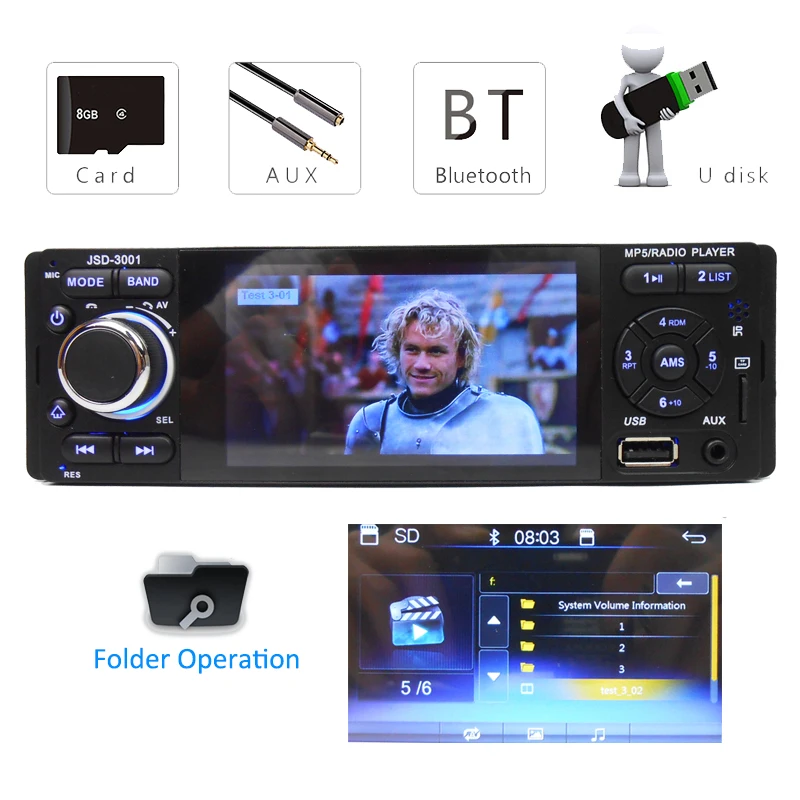 4 &quotсенсорный экран автомобиля стерео радио 1 Din Зеркало Ссылка Авторадио Bluetooth MP5