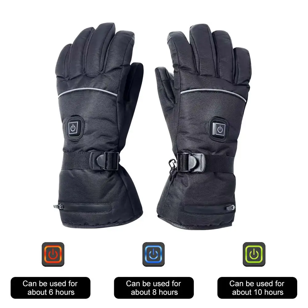 Трехскоростные термостатные перчатки с электрическим подогревом с регулировкой температуры, литиевые батареи, перчатки для катания на лыжах, пеших прогулок, холодной погоды