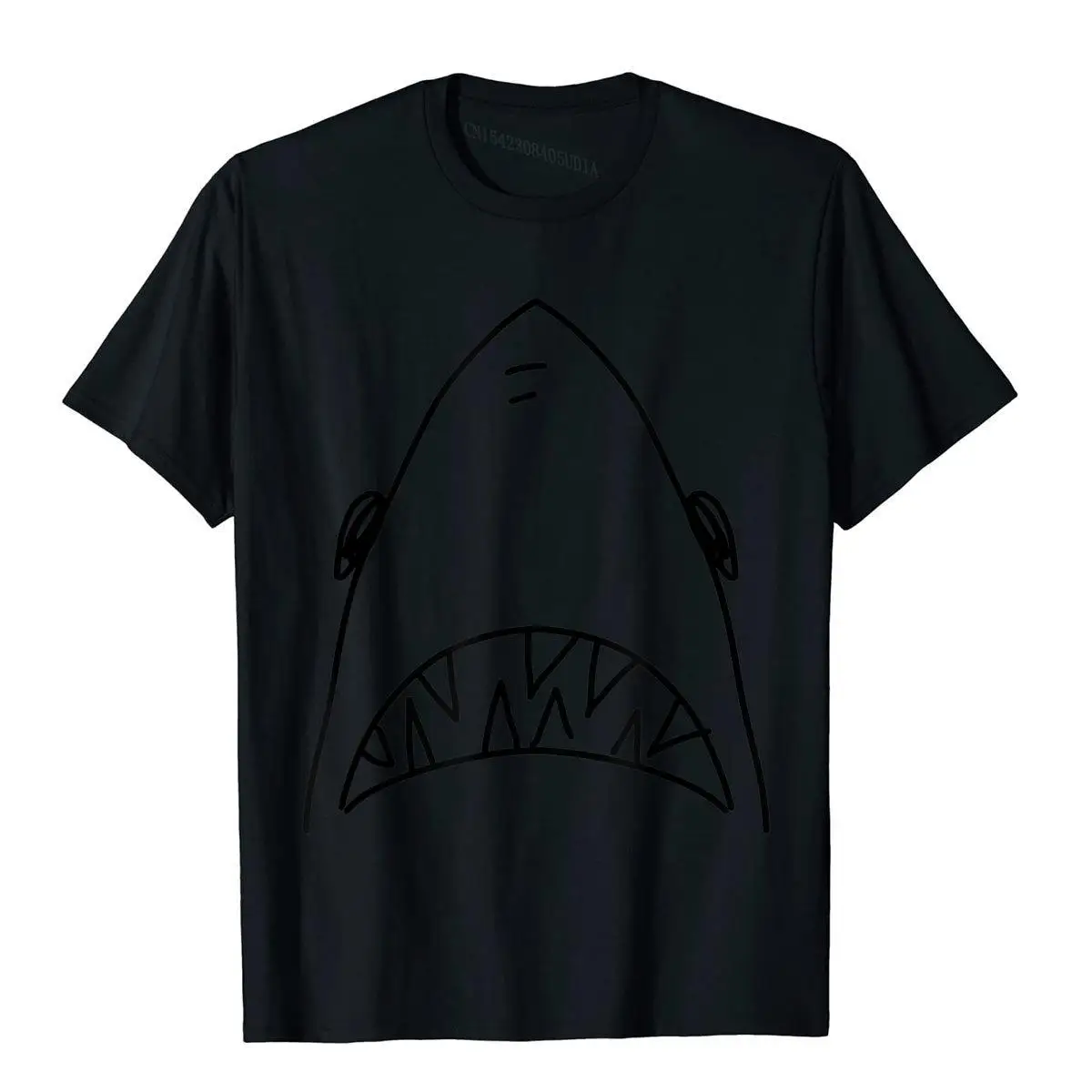 Shark Head Bite Funny Scary Print Drawing Fishing Lover Gift T-Shirt__B9114black