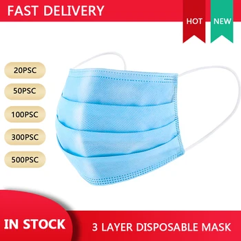 

Disposable Masks Anti-Pollution 3 Laye Mask Anti-virus Anti-Dust Nonwoven Elastic Earloop Mouth Face Masks