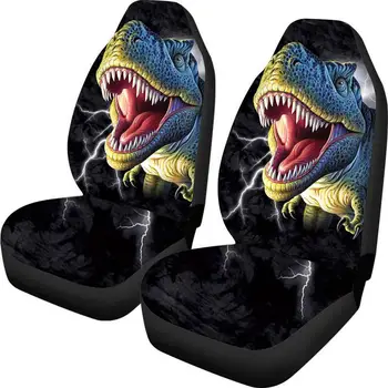

Tyrannosaurus Rex T Rex Dinosaur/Tiger Cool Black Car Seat Cover Protector for Most Car,Sedan,Trunk Front Car Seat Covers 2pcs
