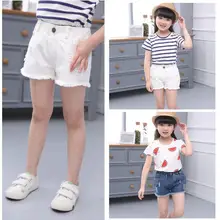 Для девочек джинсовые шорты с дырками Лето 5 6-style 8 детская одежда 9 Big Boy 10 тонкие шорты в Корейском стиле для 12 лет