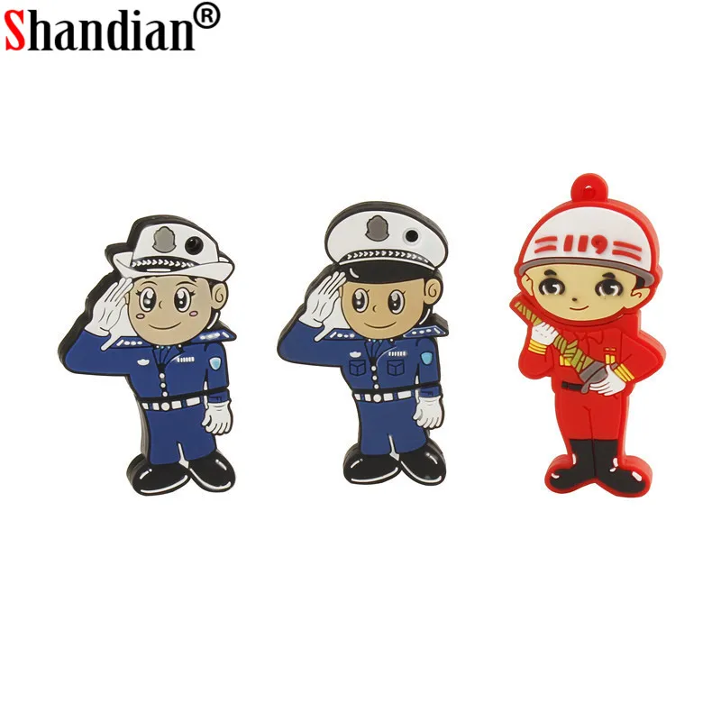 

SHANDIAN New arrival police man usb flash drive traffice police pendrive 4GB 8GB 16GB 32GB 64GB gift memory stick