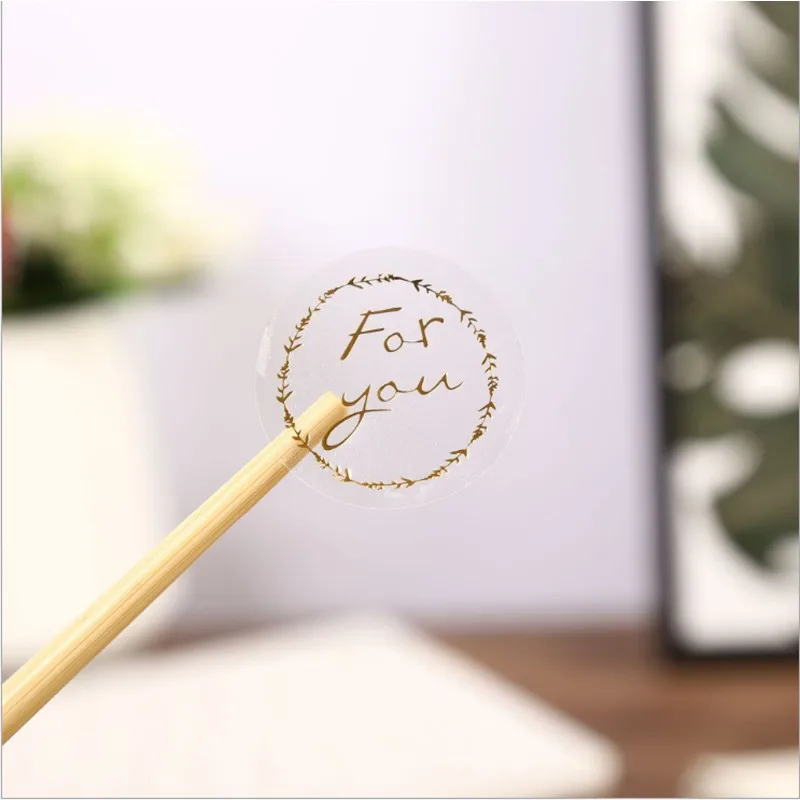 120pcs/pack Bronzing transparent Sealing sticker For you round Envelope paper bag carton sealing DIY 36MM | Канцтовары для офиса и