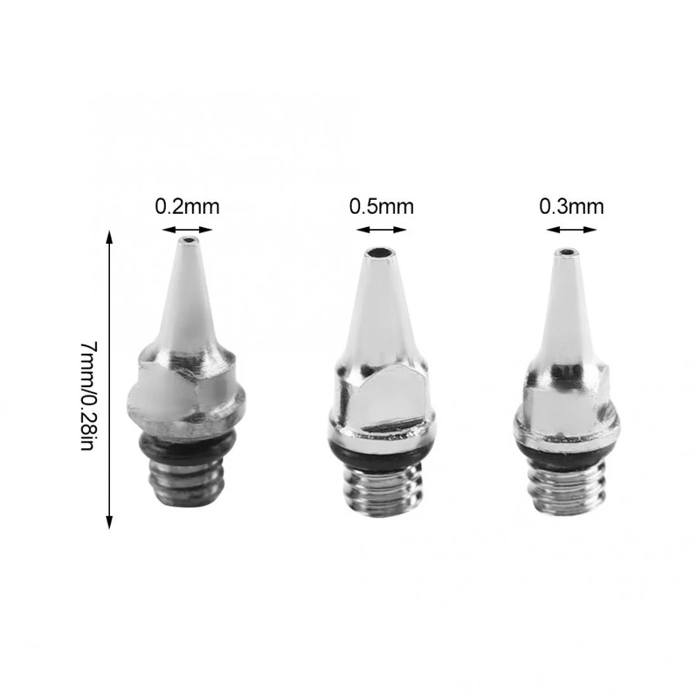 Airbrush Accessories 0.2/0.3/0.5MM Nozzle & Needle & Nozzle Cap & Multi  Function Reamer & Nozzle Wrench Replacement Parts