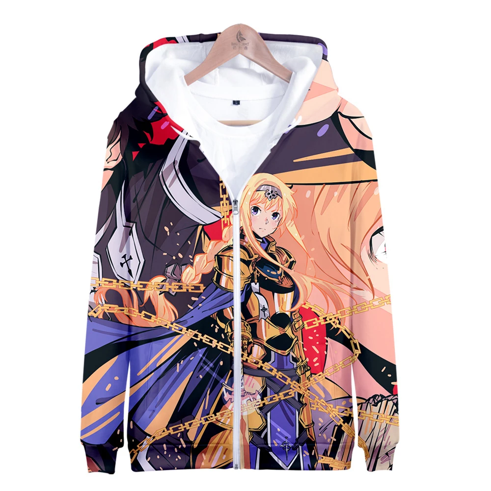 Sword Art Online: Alicization Print Zipper Hoodie Men/Women Winter Fashion Casual Harajuku Soft Hooded Sweatshirt Hot Sale Sword Art Online: Alicization Print Zipper Hoodie Men/Women Winter Fashion Casual Harajuku Soft Hooded Sweatshirt Hot Sale