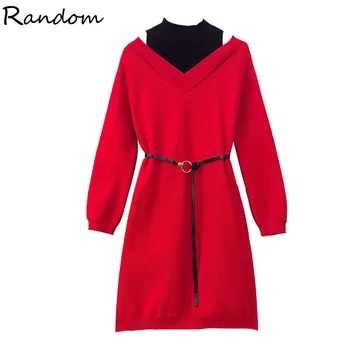 

New Off Sholder Loose Sweater Dress Women Autumn Winter 2020 Casual Long Sleeve Dresses Female Plus Size 3XL Knitted Clothes