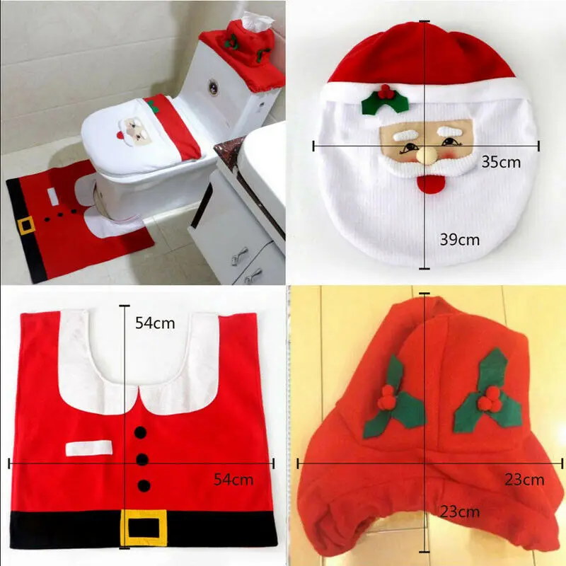 3 шт. рождественское сиденье для унитаза и чехол Санта Клаус коврик для ванной комнаты Рождественский Декор для ванной Санты накидка для унитаза ковер украшение для дома