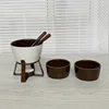 Fondue Pot Set Porcelain Tealight Chocolate Fondue with Dipping Bowls and Forks, Cheese Fondue or Butter Warmer ► Photo 3/3