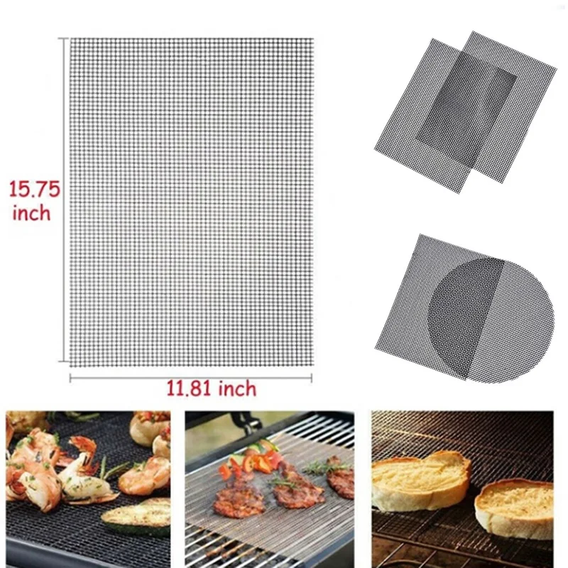 

BBQ Grill Mat Reusable Kitchen Cooking Mesh Grill Mat Non-stick Teflon Grilling Mesh Mat Barbecue Liner Outdoor BBQ Accessories