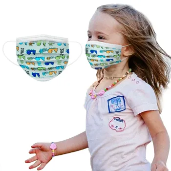 

Children's Cartoon Breathable Mask Disposable Three-Layer Protective Cover 50PCS Dinosaur Print Mouth Cover Hot Selling