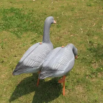 

2pcs/set High Simulation Goose Decoy Hunting Bait Grass Decors Resting Goose