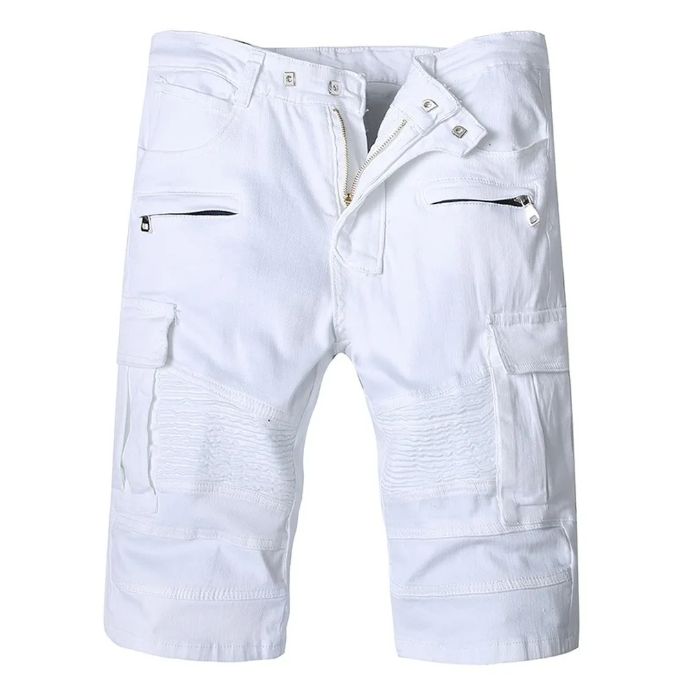 New Jeans Men Shorts White Denim Pants Lightweight Knee Length Stretch Denim Jeans Fashion Casual White Trousers Dropshipping New Jeans Men Shorts White Denim Pants Lightweight Knee Length Stretch Denim Jeans Fashion Casual White Trousers Dropshipping