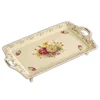 Yolife Pocelain Serving Plate Desktop Combination Storage Tray with Golden Rim Party Tray Cake Fruit Stand for Home Decoration 5
