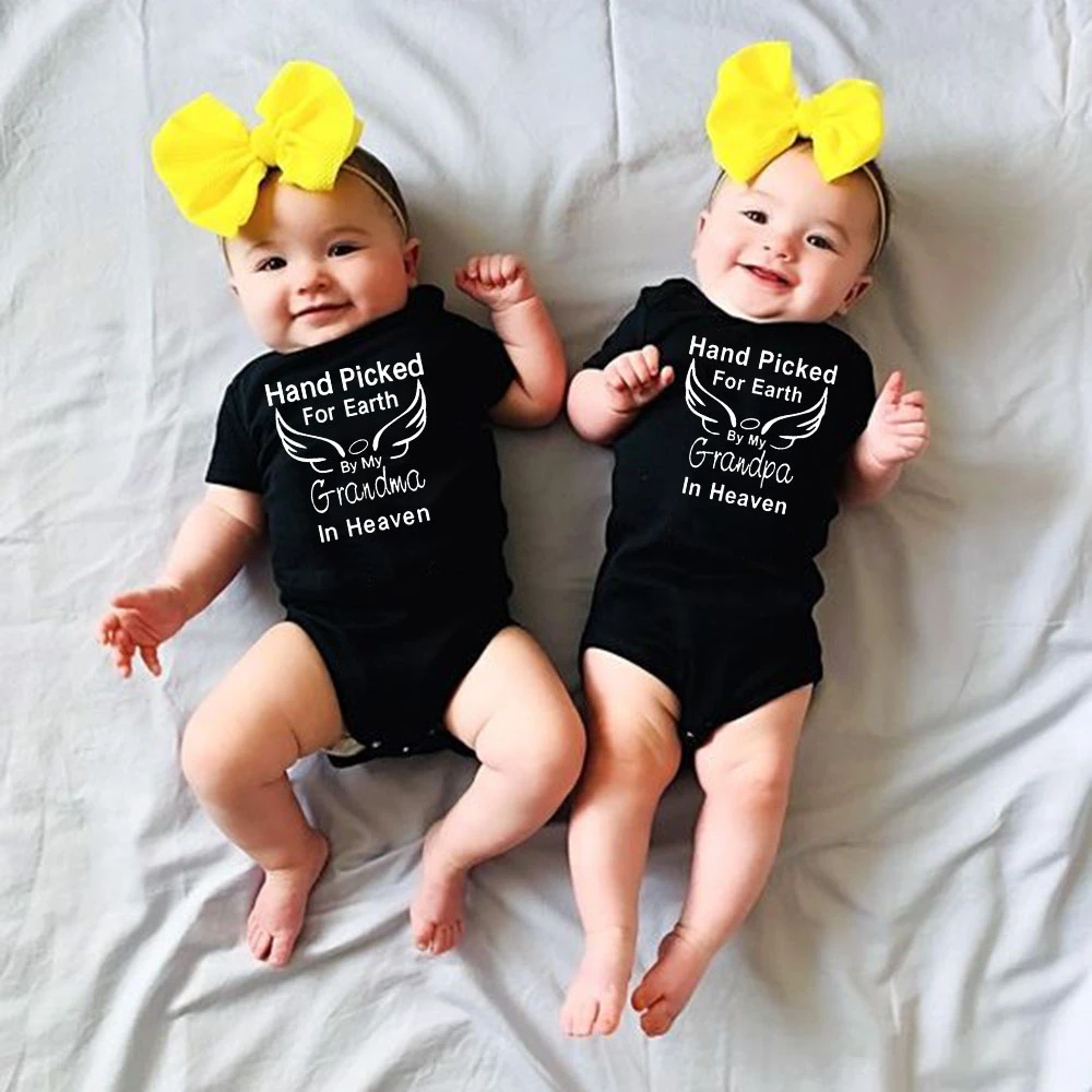 天国の私のおじいちゃん おばあちゃんによって地球のために厳選されたファッション幼児新生児女の赤ちゃんロンパース半袖プリントプレイスーツの衣装 Bodysuits Aliexpress