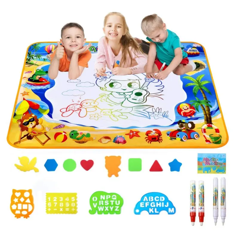 Alfombra de dibujo Aqua grande para niños, tablero para garabatear, plegable, doble cara, escalada, juguete educativo