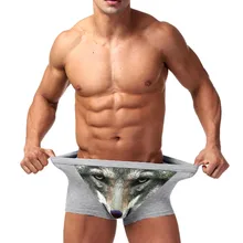 Нижнее белье для мужчин, боксеры, бренд, животные, 3D, шорты, трусы с объемным мешочком, удобные, размера плюс, хлопковые, мягкие трусы, cueca masculina