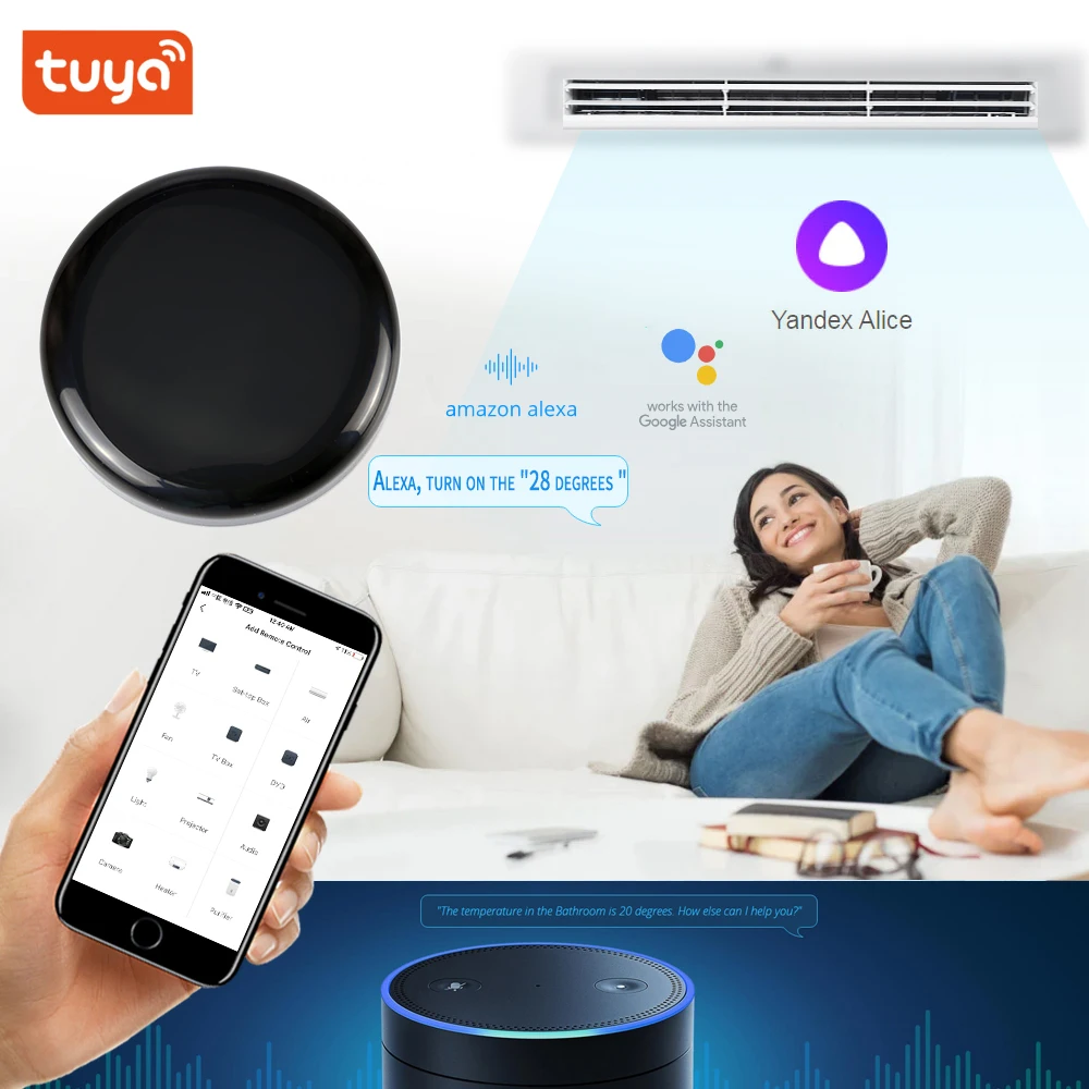 

Умный универсальный пульт дистанционного управления WiFi + RF + IR все-в-одном, устройство голосового управления Alexa Google Home SmartThings Яндекс Алиса