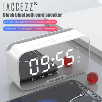 

!ACCEZZ Wireless Bluetooth Speaker FM Radio LED Desktop Alarm Clock Subwoofer Music Player TF Card Bass Boom Louderspeaker