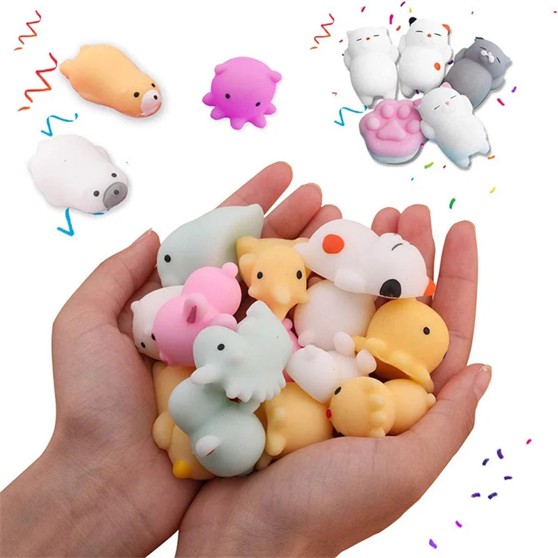 

10Ppcs Mini Squishy Antistress Ball Squeeze Rising Abreact Adults Stress Relief Cute Cat Squishy Toy Mochi Animals
