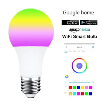 

E27 Fashion 7 Types WiFi RGB+C+W Smart LED Lamp Bulb For Alexa Google Home Voice Control With Remote Control Lamp Holder