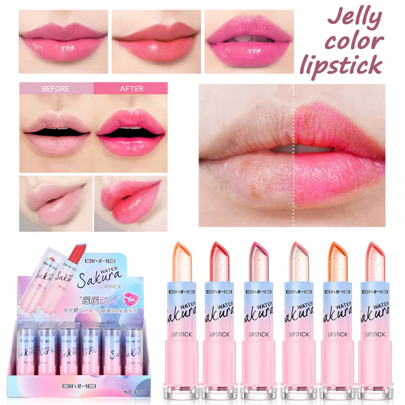 

Transparent Color Jelly Changing Lip Balm Lip Stick Long-lasting Lip Balm 6 Colors Gold Foil Lipsticks Cosmetics Moisturizer