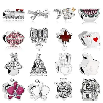 

PDB ZZ 34 High Quality Jewelry Watermelon Turtle Twinkling Christmas Tree Bow Fairy Tale Fish Brandy Logo Gloves 925 Charm