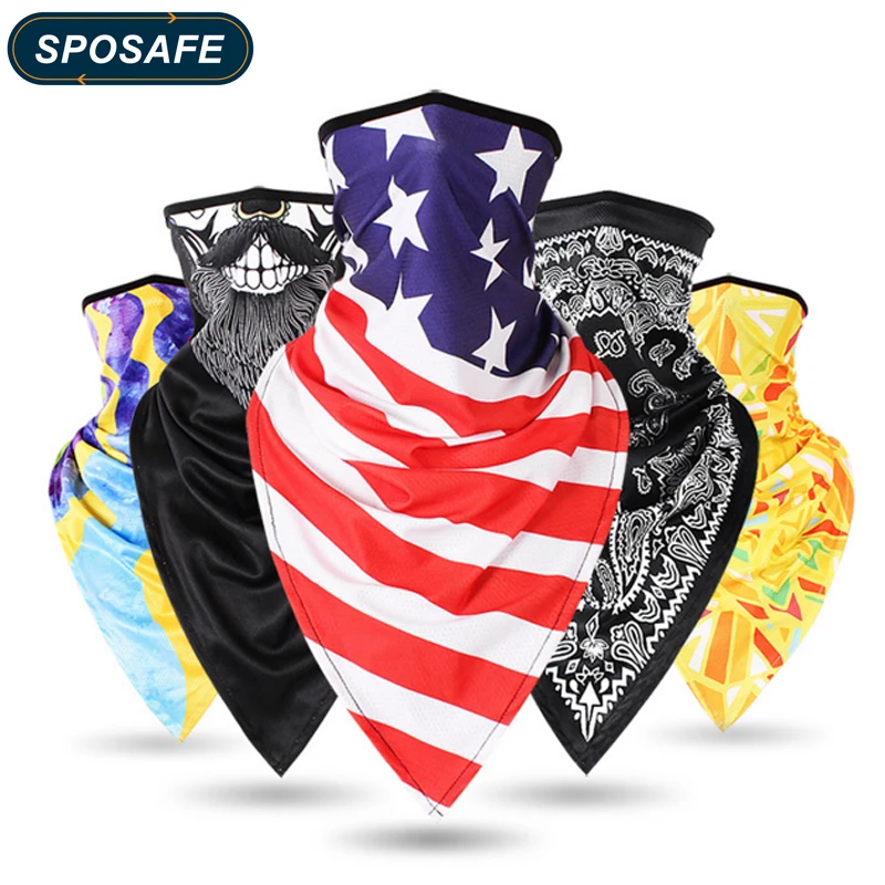 

SPOSAFE Summer Cycling Mask Breathable Outdoor Sports Facemask Ice Silk Bandana Headband Anti-UV Running Training Face Mask