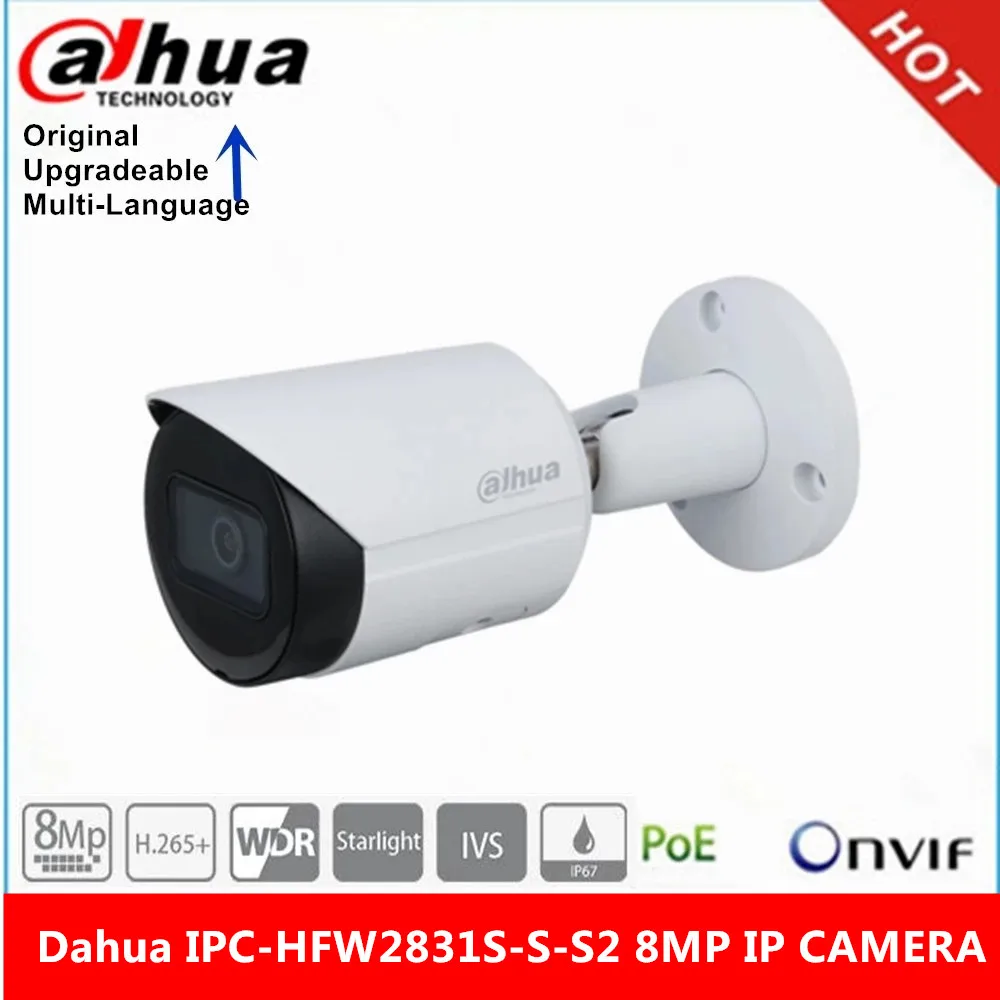 Оригинал dahua IPC-HFW2831S-S-S2 8MP IP Камера POE IP67 IR30M P2P пуля звездного неба | Безопасность и