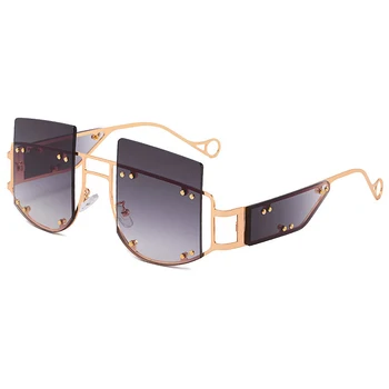 

Hollow Lens Oversized Women Sunglasses Square Men Sun Glasses Gradient Big Frame Sunglasses for Female UV400 Gold Frame Double G