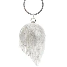 Сферические вечерние клатчи сумка жемчужная Мода горный хрусталь бахрома банкетный клатч сумочки ручной работы для женщин женская сумка для вечеринок сумки