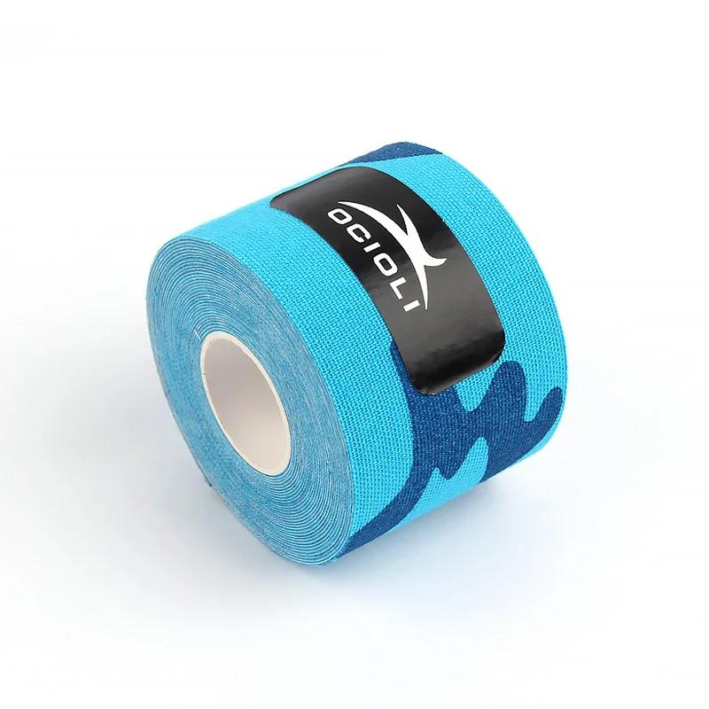 blue camoufla Повязка для мышц 5 см X 5 м Спортивная Кинезиология рулон ленты хлопок эластичный клей штамм травма стикер фитнес - Цвет: blue camoufla