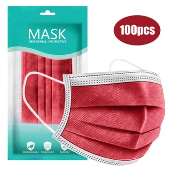 

10-100pc Disposable Face Mask Personal Breathable Adult Red Color Facial Mask 3ply Ear Loop Mouth Masks Mascarar Mascarilla