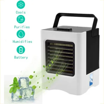 

1pc Air Conditioner Fan 4 In 1 Personal USB Air Cooler Mini Purifier Humidifier With LED Lights Recharge Car Electronics for Car